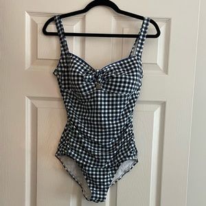 Tommy Bahama Blue Gingham One piece Bathing Suit, Size 10